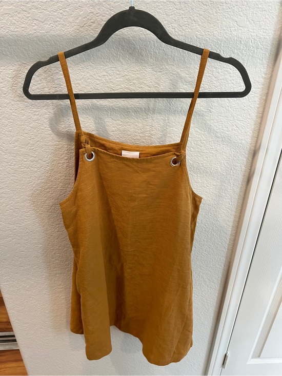 Skylar + Madison Dresses & Skirts - NWT Skylar + Madison Mustard Linen Grommet Mini Dress S